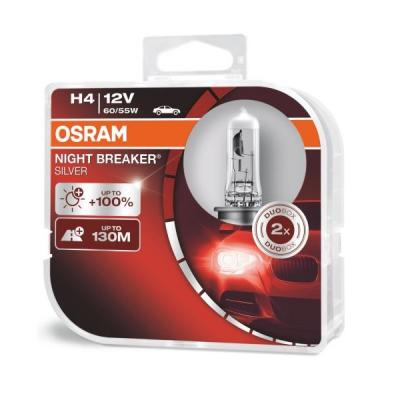 Osram 64193NBS-HCB 12V 60/55W H4 P43t-38 Night Breaker Silver fnyszrizz, Duo Pack