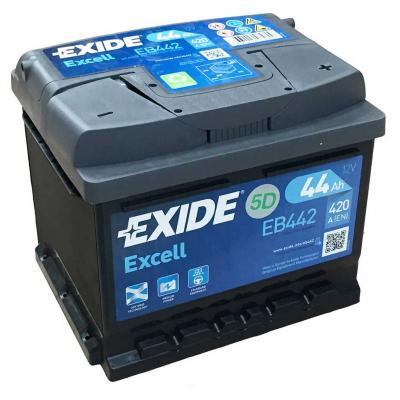 Exide Excell EB442 akkumultor, 12V 44Ah 420A J+ EU, alacsony