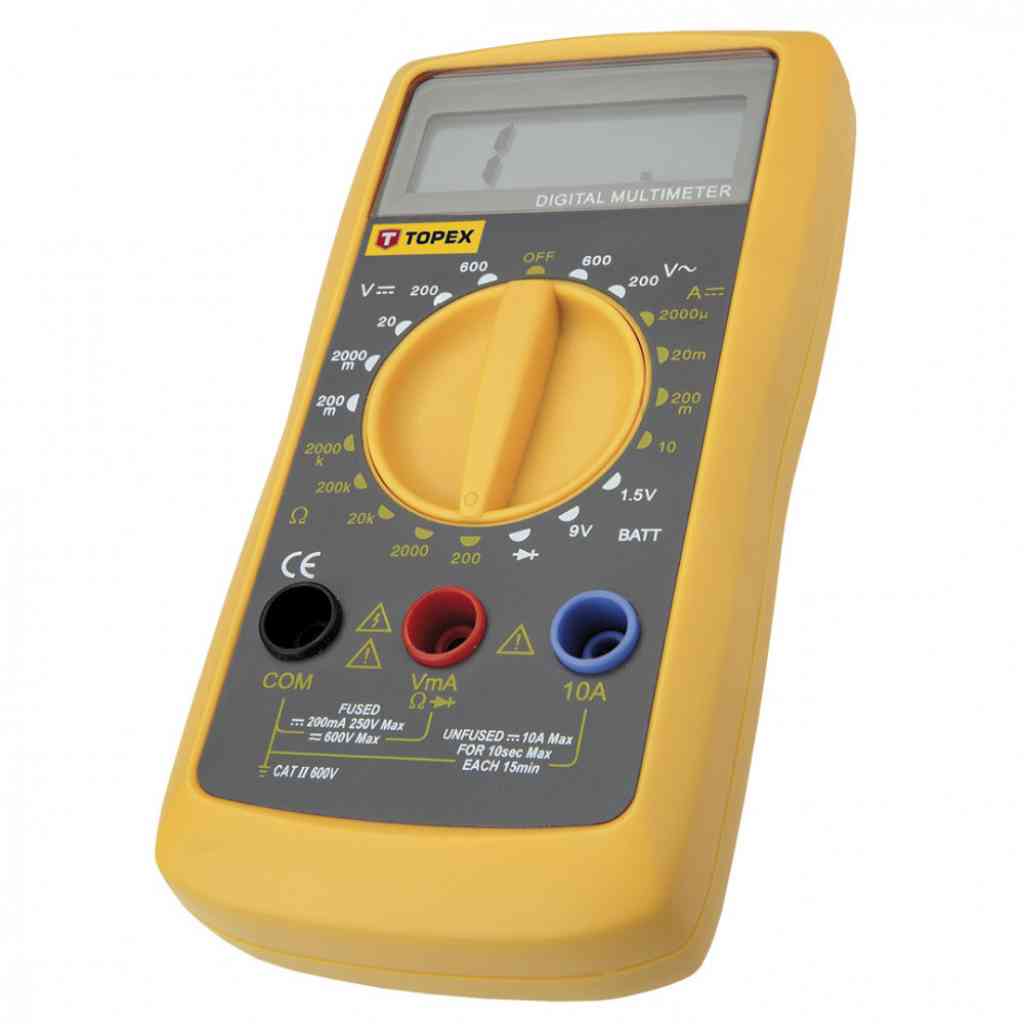 Multim�ter digit�lis, ac v, dc a, dc v, ellen�ll�s, di�da, akku m�r� 1,5v, 9v TOPEX