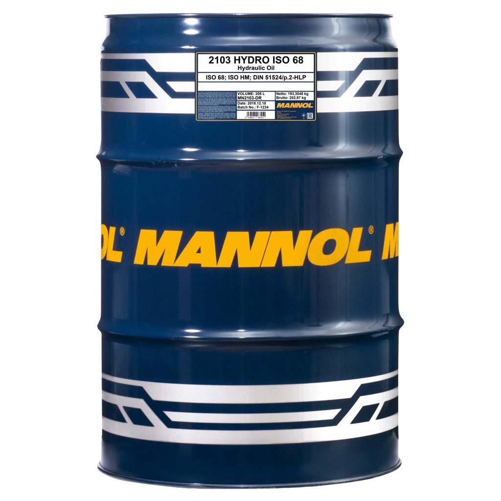Mannol 2103-DR Hydro ISO 68, ISO HM, DIN HLP hidraulikaolaj, 208 liter