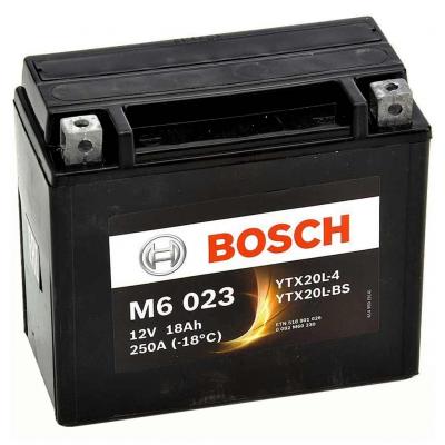 Bosch M6 AGM 0092M60230 motorakkumultor, YTX20L-4, YTX20L-BS, 12V 18AH 250A, J+ Motoros termkek alkatrsz vsrls, rak