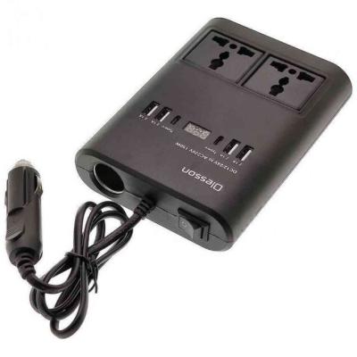 13276 12/24V Aut�s inverter 150W �talak�t� AC 220V-ra, 2 h�l�zati csatlakoz�val, 4 USB - 2 Type-C porttal �s 1 szivargy�jt� aljzat AUTOLIFE