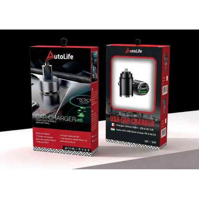 2 portos MAX 100W-os aut�s gyorst�lt� adapter - 12/24V � USB-A + USB-C (PD/QC) AUTOLIFE