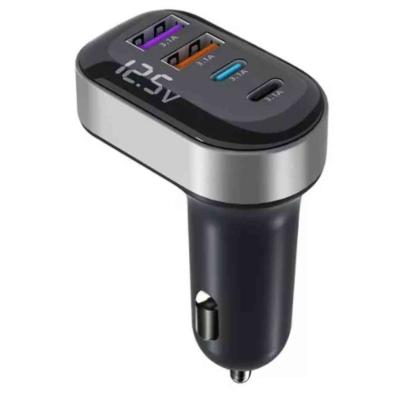K33 Szivargy�jt�s aut�s t�lt� - 4 portos (2� 15W USB + 2� 15W Type-C), be�p�tett voltm�r�vel AUTOLIFE