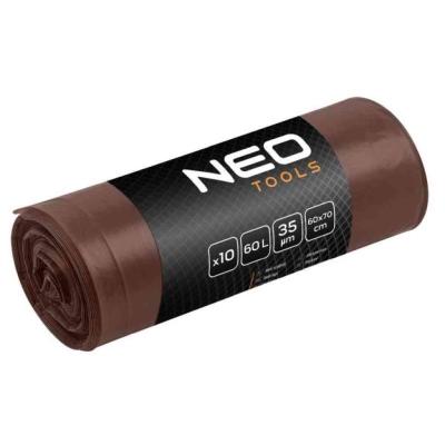 Szemeteszs�k 60l, 60x70cm, barna, er�s�tett, vastags�g:35mic, 10db NEO TOOLS (NEOTOOLS)
