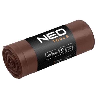 Szemeteszs�k 120l, 70x110cm, barna, er�s�tett, vastags�g:35mic, 10db NEO TOOLS (NEOTOOLS)