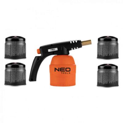 G�zforraszt�, perzsel�, g�z�g� 4db tart�llyal, 190g, szelepes tart�llyal NEO TOOLS (NEOTOOLS)
