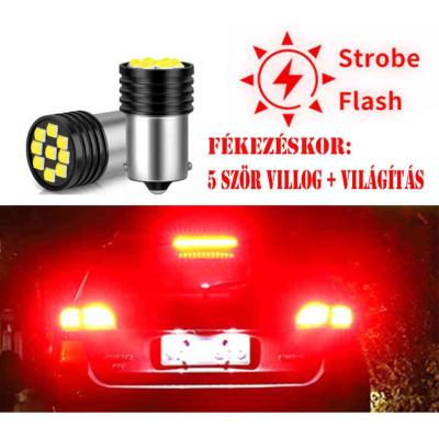 5 X Villog  SMD-1157-9SMD 21/5W - feh�r -STROBE- 12V AUTOLIFE