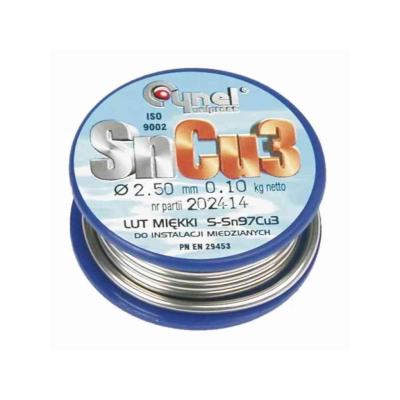 Forraszt��n, 97% Sn, 3%Cu: 2,5mm dr�t, 100g, r�zforraszt�shoz TOPEX