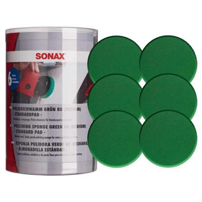 SONAX 493541 Polierschwamm Grün 80 Medium, polírozó korong közepesen kemény, 6db Sonax