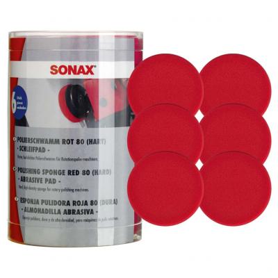 SONAX 493700 Polierschwamm Red 80 Hart, polírozó korong kemény, 6db Sonax