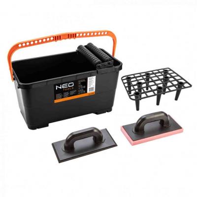 Burkol�k�szlet, csemp�z�: 24l v�d�r r�ccsal, g�rg�vel, gumi �s puha szivacsos sim�t�val NEO TOOLS (NEOTOOLS)