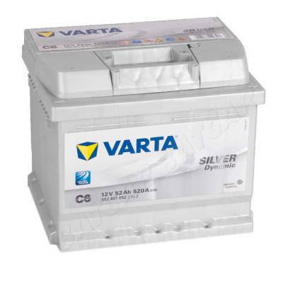 Varta Silver Dynamic C6 akkumultor, 12V 52Ah 520A J+ EU, alacsony