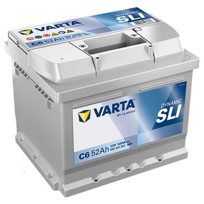Varta Dynamic SLI C6 akkumultor, 12V 52Ah 520A J+ EU, alacsony