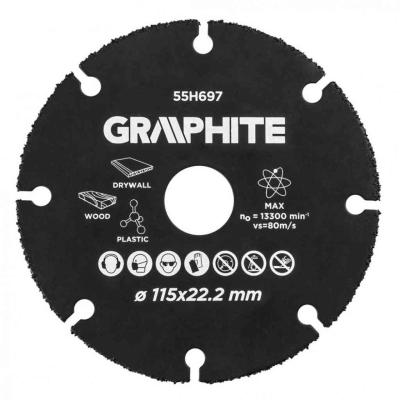 V�g�korong, f�hoz, m�anyaghoz, volfr�mkarbid, 115x22.2mm GRAPHITE