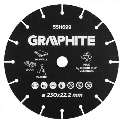 V�g�korong, f�hoz, m�anyaghoz, volfr�mkarbid, 230x22.2mm GRAPHITE