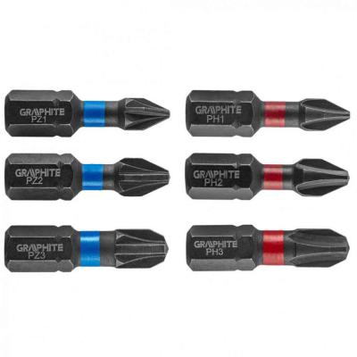 Torzi�s �tvecsavaroz� bit PH1/2/3, PZ1/2/3x25mm, 6db. GRAPHITE