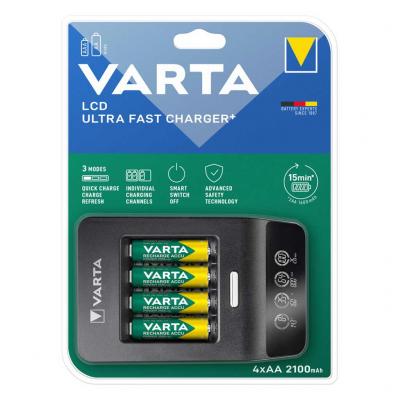 Varta Ultra Fast Charger 57685101441 elem akkumultor tlt, LCD gyorstlt, + 4db AA 2100mAh VARTA