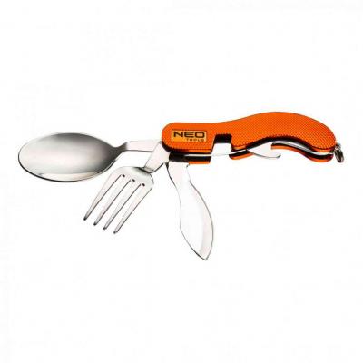 T�bori kemping zsebk�s, 10cm, ev�eszk�z funkci�, alum�nium NEO TOOLS (NEOTOOLS)