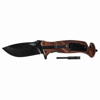 �sszecsukhat� t�l�l� k�s, 22 cm, 6 az 1-ben: k�s, s�p, kovak�, csavarkulcs, sz�jv�g�, �vegt�r�, penge: 9cm NEO TOOLS (NEOTOOLS)