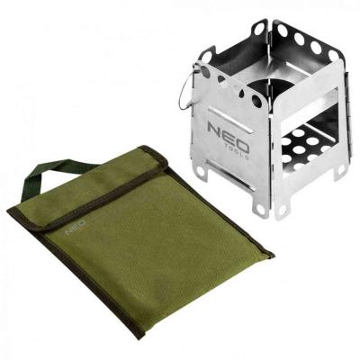 Kemping g�zt�zhely, �sszecsukhat�, rozsdamentes ac�l, 16*11.5/12.8cm, s�ly 369g, sz�vet tokkal NEO TOOLS (NEOTOOLS)