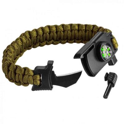 T�l�l� kark�t� 5 az 1-ben: 3.5m paracord(250kg-ig), kovak�, ir�nyt�, k�s, s�p, z�ld, sz�less�ge 26mm NEO TOOLS (NEOTOOLS)