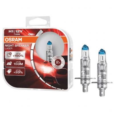 Osram 64150NL-HCB 12V 55W H1 P14.5s Night Breaker Laser fnyszrizz, Duo Pack