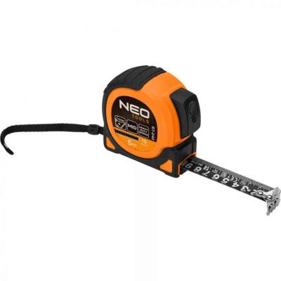 M�r�szalag, 5m/19mm, er�s�tett rug�s, ac�l, fekete szalag feh�r nagy�tott sk�l�val, m�gneses, autostop+r�gz�t� NEO TOOLS (NEOTOOLS)