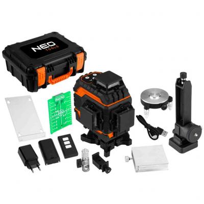 L�zer szintez�, 3D �nbe�ll� keresztvonall�zer,360 fokos, 16 l�zervonal, 25m�ter hat�t�v, t�lthet� akku, tartoz�kok, hordt�ska, z�ld l�zervonalak NEO TOOLS (NEOTOOLS)
