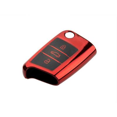 Aut�kulcs tok VW SEAT SKODA red chrome AUTOLIFE