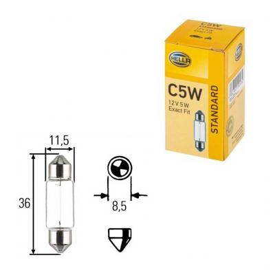 Hella 8GM 002 092-121 5W C5W SV8.5-8 (T11x36) Pure Light sofita (festoon) izz HELLA