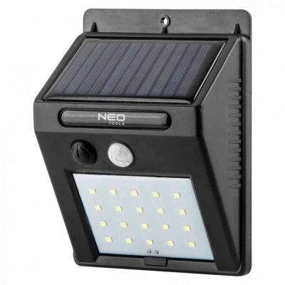 Napelemes fali reflektor 20 SMD LED 200lum, mozg�s�rz�kel� NEO TOOLS (NEOTOOLS)