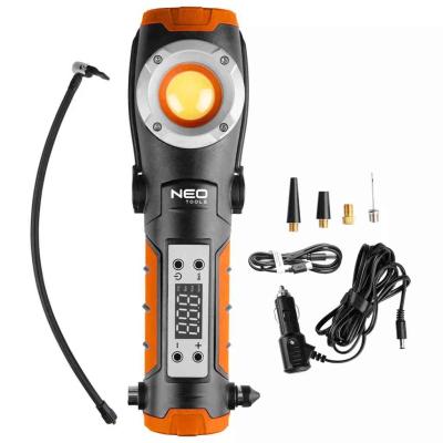 Akkus kompresszor �s l�mpa, 2000mAh akku, 800+400lum f�nyer�, max 10bar nyom�s, USB �s aut�s t�lt� NEO TOOLS (NEOTOOLS)