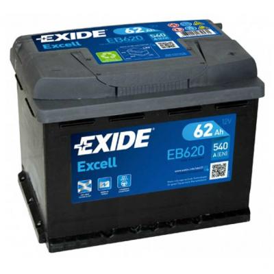 Exide Excell EB620 akkumultor, 12V 62Ah 540A J+ EU, magas