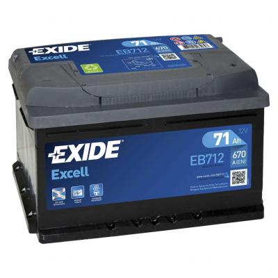 Exide Excell EB712 akkumultor, 12V 71Ah 670A J+ EU, alacsony