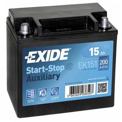 Exide Start-Stop Auxiliary EK151 akkumultor, 12V 15Ah 200A B+ Aut akkumultor, 12V alkatrsz vsrls, rak