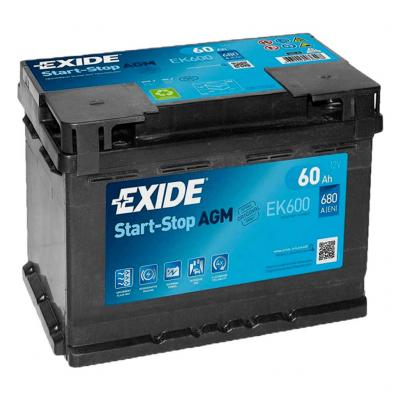 Exide Start-Stop AGM EK600 akkumultor, 12V 60Ah 680A J+ EU, magas Aut akkumultor, 12V alkatrsz vsrls, rak