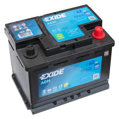 Exide Start-Stop AGM EK620 akkumultor, 12V 62Ah 680A J+ EU, magas