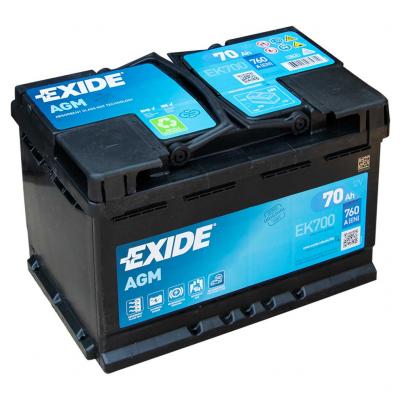 Exide AGM EK700 akkumultor, 12V 70Ah 760A J+ EU, magas