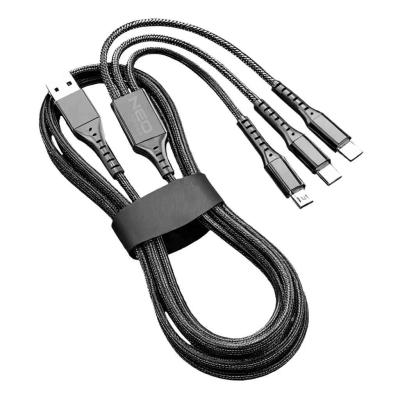 USB t�lt�k�bel, 3az 1ben, 1.2m, USB-A bemenet, USB-C, Lightning, Micro USB kimenetek NEO TOOLS (NEOTOOLS)