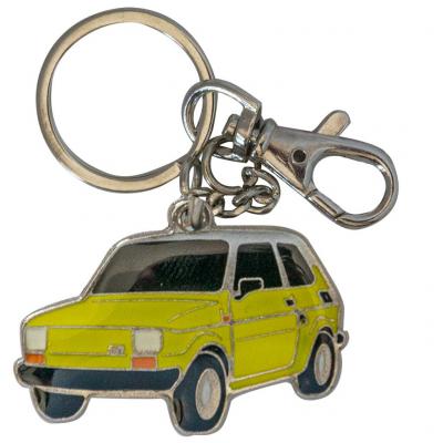 Retro kulcstartó, Polski Fiat 126p, kispolski, sárga HUN