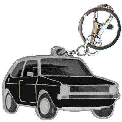 Retro kulcstartó, Volkswagen VW Golf I, fekete HUN