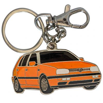Retro kulcstartó, Volkswagen VW Golf III, narancs HUN