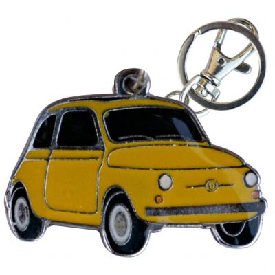 Retro kulcstartó, Fiat 500, sárga HUN