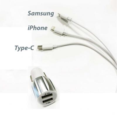Telefontlt 2-es USB tlt M-USB/Apple/Type-C 2.1A 12/24V