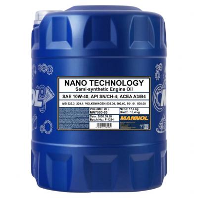 Mannol 7503-20 NANO Technology 10W-40 (10W40) motorolaj 20lit.