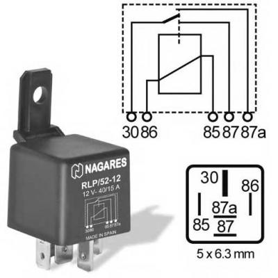 Rel, tlb, 12V 40A/15A, RLP/52-12 N/A