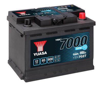 Yuasa EFB Start Stop Plus YBX7027 akkumulátor, 12V 65Ah 600A J+ EU, magas YUASA