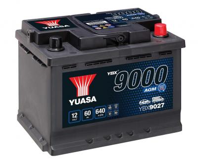 Yuasa AGM Start Stop Plus YBX9027 akkumultor, 12V 60Ah 640A J+ EU, magas YUASA