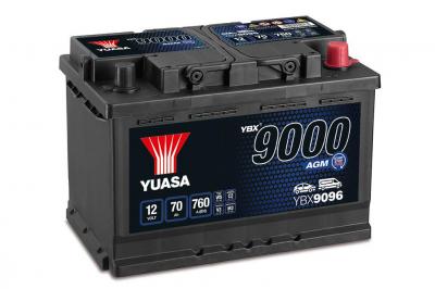 Yuasa AGM Start Stop Plus YBX9096 akkumulátor, 12V 70Ah 760A J+ EU, magas YUASA